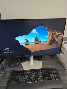 Dell S2721QS Monitor With Microsoft Keyboard & Logitech Mouse