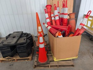 Traffic Cones and Rubber Bases Mixed Lot