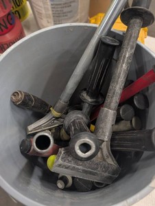 Mixed Handled Tool Lot in Bucket