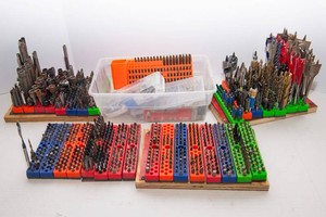 Assorted Drill Bits & Hardware Bits Lot  with Organizers