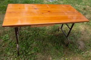 Small Wood-Top Folding Table  46.5