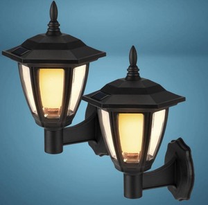 Patriot Lighting  Flicker Flame Solar-Powered Dusk-to-Dawn Black Outdoor Wall Light - 2 Pack