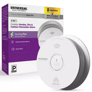 Hardwired and 3-Year Replaceable Battery Backup Combination Smoke and Carbon Monoxide Detector w Voice Alarm
