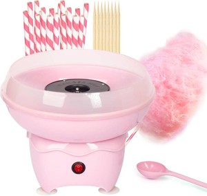 Mini Cotton Candy Maker Machine, Cotton Candy Machine with Paper Sticks & Sugar Scoop, Portable Candy Floss Maker for Birthday Party (Pink)