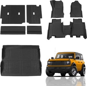 $150 Floor Mats Compatible with 2021 2022 2023 2024 2025 2026 Ford Bronco Trunk Mat Cargo Liner Kick Mat for Ford Bronco Accessories 4 Door(Trunk MatFloor MatsRear Backrest Mats)
