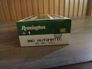 Box of Remington .380 FMJ Ammo