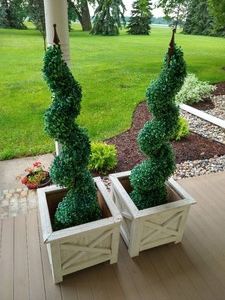 (2) Porch Planters With Plastic Plants