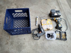 Crate With Drill & Drill Bits