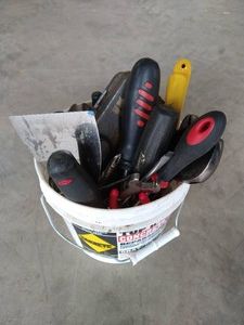 Bucket of Hand Tools - Wrenches, Pliers, Sockets, Etc