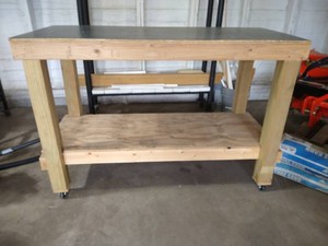 Nice Homemade Rolling Wood Workbench