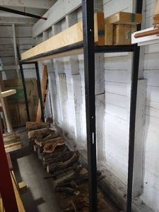 Metal Wood Rack & Wood Contents - 2x4s Etc