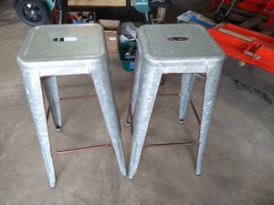 (2) Industrial Style Galvanized Steel Bar Stools