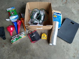 Large Mixed Lot - Several Funnels, Siphon Pump, Hardware, Etc