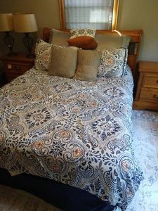 Queen Sleigh Bed Headboard, Rails & Contents