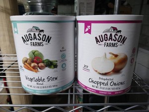 (2) Cans Augason Farms Emergency Food - Vegetable Stew & Chopped Onions
