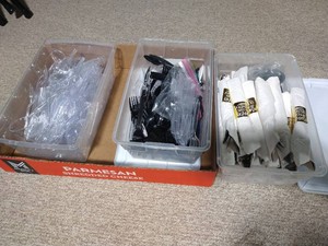 (3) Bins of Plastic Flatware
