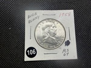 1955 Silver Bugs Bunny Franklin Half Dollar Marked MS64 When Purchased
