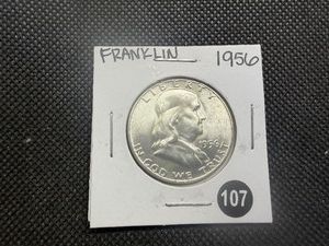 Beautiful High Grade 1956 Silver Franklin Half Dollar With Great Mint Luster