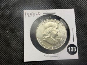1958-D Silver Franklin Half Dollar