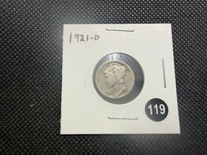 Key Date 1921-D Silver Mercury Dime - Greysheet value for a VF20 is $115.00
