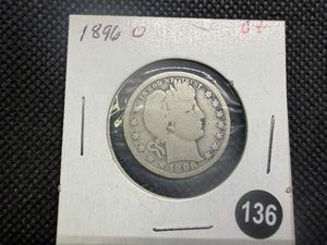 Semi-Key Date 1896-O Silver Barber Quarter - Greysheet Value for a G4 is $55.00