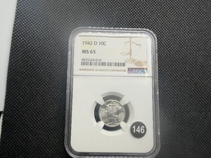 1942-D Silver Mercury Dime NGC MS65 - NGC Price Guide for an MS65 is $40.00