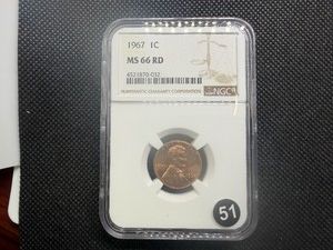 1967 Lincoln Cent NGC MS66 RD  - NGC Price Guide Value for an MS66 RD is $30.00