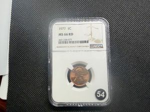 1977 Lincoln Cent NGC MS66 RD  - NGC Price Guide Value for an MS66 RD is $35.00