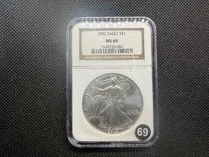 2002 1 Oz. Silver American Eagle NGC MS69  - NGC Price Guide $115