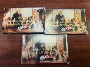 Three Presidential $1 Coin U.S. Mint Proof Sets in Orig. Mint Packages 2007, 2008, and 2009 (12 Coins) - Greysheet value for all 3 sets is $20.00