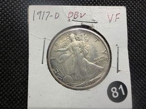 1917-D Obverse Silver Walking Liberty Half Dollar Marked VF When Purchased - Greysheet value for a VF20 is $120.00