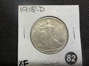 1918-D Silver Walking Liberty Half Dollar Marked XF When Purchased - Greysheet value for a XF40 is $275.00