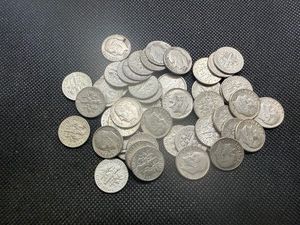 Fifty Silver Dimes - 49 Silver Roosevelt and 1 Canadian