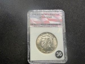 1945-D High Quality Walking Liberty Silver Half Dollar ANGS MS68 - Greysheet Wholesale Value for an MS67 is $600