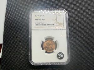 1946-D Lincoln Cent NGC MS66 RD - NGC Price Guide Value for an MS66 RD is $30