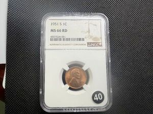 1951-S Lincoln Cent NGC MS66 RD - NGC Price Guide Value for an MS66 RD is $45.00