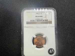 1952-S Lincoln Cent NGC MS66 RD - NGC Price Guide Value for an MS66 RD is $42.50