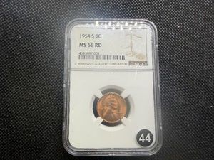 1954-S Lincoln Cent NGC MS66 RD  - NGC Price Guide Value for an MS66 RD is $30
