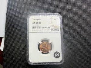 1957-D Lincoln Cent NGC MS66 RD - NGC Price Guide Value for an MS66 RD is $35.00