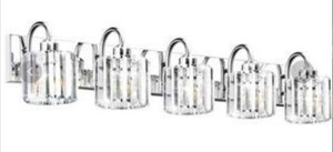 Valytime 5-Light Brushed Nickel Crystal Vanity Light Retail $139.99 - Brand New
