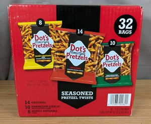 Dots Homestyle Pretzels Seasoned Pretzel Twists 32 Count Variety Pack - Brand New