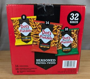Dots Homestyle Pretzels Seasoned Pretzel Twists 32 Count Variety Pack - Brand New