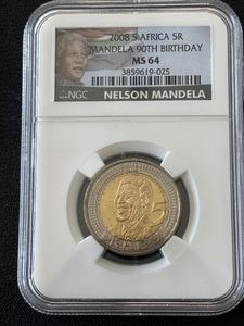 2008 South Africa 5 Rand Nelson Mandela NGC MS64