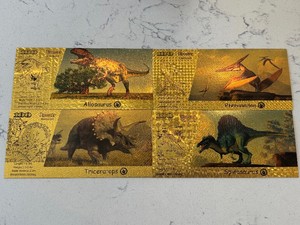 24K Gold Foil $100 Dollar Notes Dinosaurs
