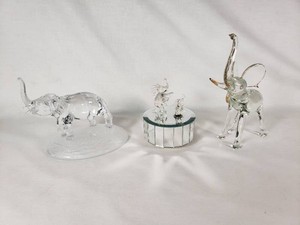 Lot of Crystal Glass Elephant Figurines, One Musical