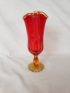 Red and Amberina Art Glass Vase