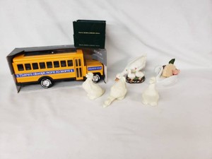 Nylint Toys School Bus, Ks Collection Figurines, and Elvis Coasters Lot