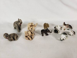 Elephant Figurine Collection Including Besco Japan, Variety of Styles and Materials