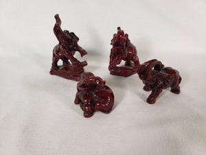 Red Elephant Figurines Set