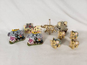 Elephant Figurines and Decor Items including Love Letter Figurine, Brass Elephant Figurine, and Assorted Elephant Statues